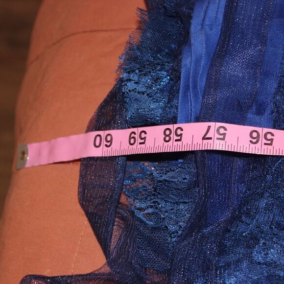 NWT La Femme Beaded V-Neck Lace Gown blue Maxi Dress Women Size 8 $639 - Picture 15 of 15